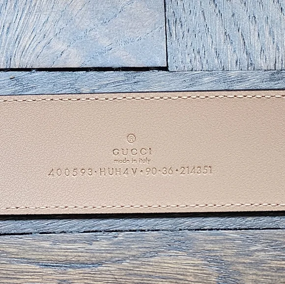$599 Brand New Gucci GG Marmont Supreme Belt Canvas Nude 90/36 Enamel Buckle - Picture 4 of 8